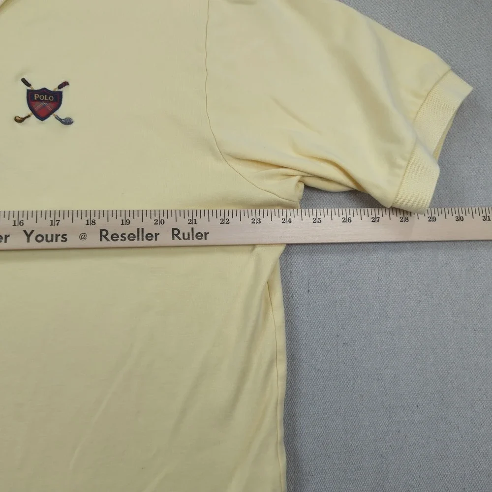 Vintage Polo Ralph Lauren Shirt Mens Large Yellow Golf Crest Made in USA